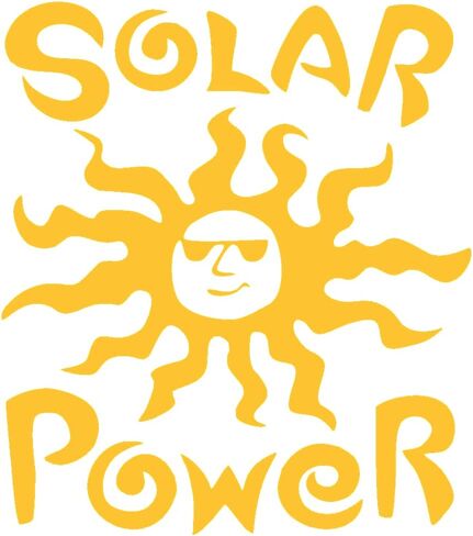 Solar Power - Alternative Energy Environmental Awareness Vinyl Cutout Sticker Rub On Decal 3-by-3.4 Inches (Yellow) in Saudi Arabia