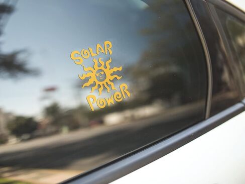 Solar Power - Alternative Energy Environmental Awareness Vinyl Cutout Sticker Rub On Decal 3-by-3.4 Inches (Yellow) in Saudi Arabia
