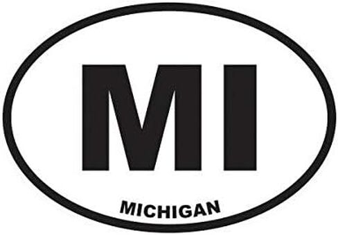 EW Designs Michigan State Oval Sticker Decal Vinyl MI Bumper Sticker Vinyl Sticker Car Truck Decal 5" in Kuwait