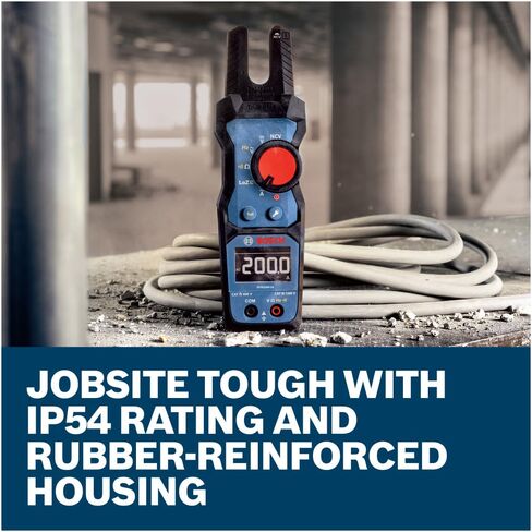 جهاز قياس الشوكة True RMS من BOSCH GFM1000-15، جهاز اختبار كهربائي احترافي بتيار متردد تيار متردد بقدرة 1000 فولت، وكاشف جهد رقمي وشوكة أمبير بقدرة 200 أمبير للعمل الكهربائي in Kuwait