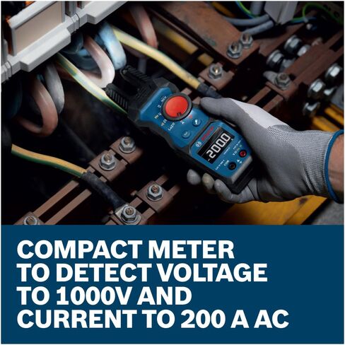 جهاز قياس الشوكة True RMS من BOSCH GFM1000-15، جهاز اختبار كهربائي احترافي بتيار متردد تيار متردد بقدرة 1000 فولت، وكاشف جهد رقمي وشوكة أمبير بقدرة 200 أمبير للعمل الكهربائي in Kuwait