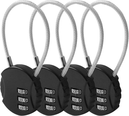8 Pack Wire Rope Locks, 8 Colors | 3 Digit Combination, Outdoor Waterproof Padlock, For Backpack, Suitcase, Door in Kuwait