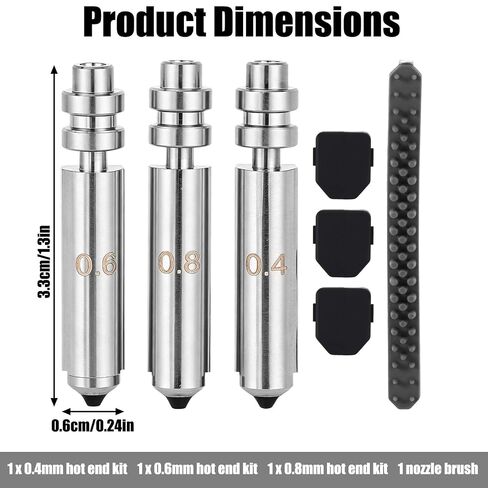 3pcs Nozzles Set for Kobra X, Integrated Steel Nozzles Replacement with Silicone Cover & Brushes Quick-Detachable 3D Printer Accessories for Kobra X (0.4mm,0.6mm,0.8mm) in Kuwait