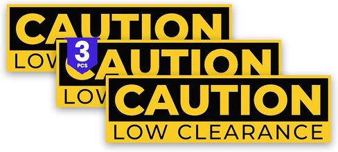 3 x Caution Low Clearance Signs – Watch Your Head Low Overhead Clearance – 10 x 3 Vinyl Labels – Self-Adhesive, Non-Rusting, Weatherproof, Waterproof Decals for Roads, Fields, Business, Shops, Warehouses, Construction Sites in Kuwait