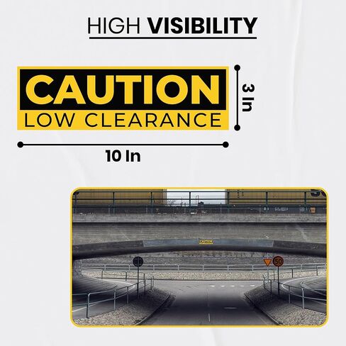 3 x Caution Low Clearance Signs – Watch Your Head Low Overhead Clearance – 10 x 3 Vinyl Labels – Self-Adhesive, Non-Rusting, Weatherproof, Waterproof Decals for Roads, Fields, Business, Shops, Warehouses, Construction Sites in Kuwait