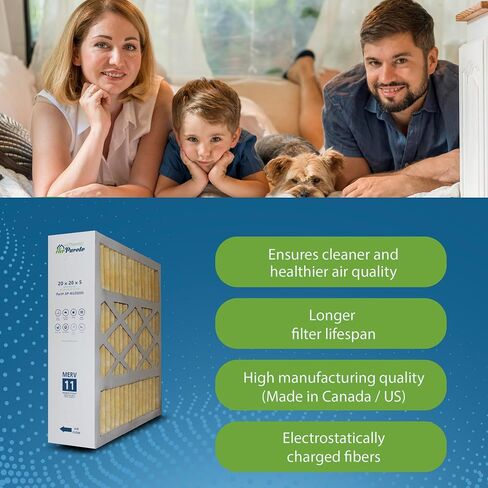 فلتر هواء AirPurete 20x20x5 MERV 11، بديل لمرشحات فرن HVAC AC المطوية لـ Goodman وAmana وخمسة مواسم وأكثر (الحجم الفعلي: 20-1/4" x 20-3/4" x 5-1/4") | 3 عبوات in Kuwait