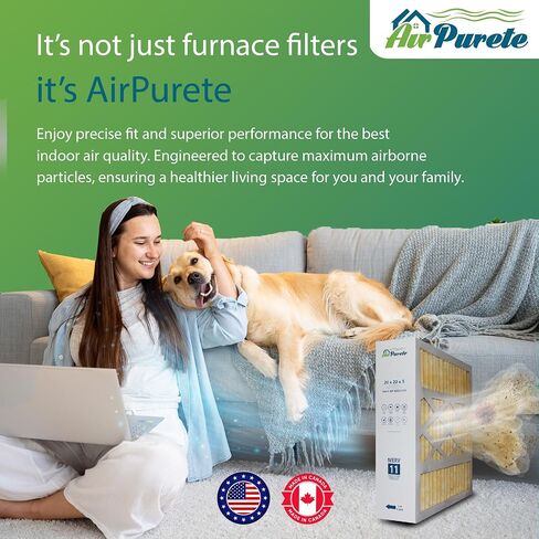 فلتر هواء AirPurete 20x20x5 MERV 11، بديل لمرشحات فرن HVAC AC المطوية لـ Goodman وAmana وخمسة مواسم وأكثر (الحجم الفعلي: 20-1/4" x 20-3/4" x 5-1/4") | 3 عبوات in Kuwait