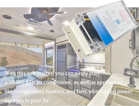 مجموعة البداية الناعمة iFJF RV لمولد ضاغط وحدة تكييف الهواء HVAC 15000 BTU | غلاف ABS مقاوم للهب، يمنع الزئير والاهتزاز عند بدء التشغيل، ويحمي ضاغط مكيف الهواء وأسلاك RV، دليل سهل الاستخدام in Kuwait