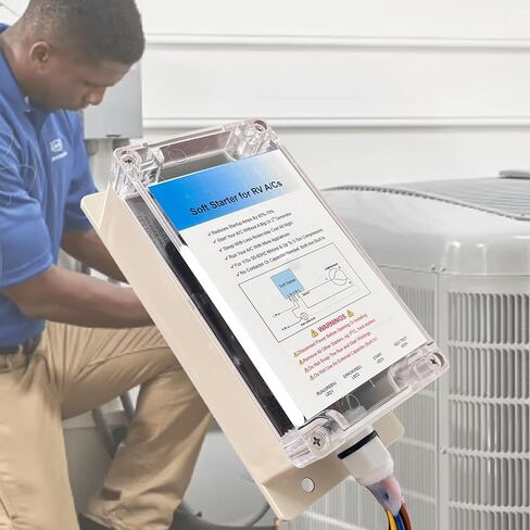 مجموعة البداية الناعمة iFJF RV لمولد ضاغط وحدة تكييف الهواء HVAC 15000 BTU | غلاف ABS مقاوم للهب، يمنع الزئير والاهتزاز عند بدء التشغيل، ويحمي ضاغط مكيف الهواء وأسلاك RV، دليل سهل الاستخدام in Kuwait