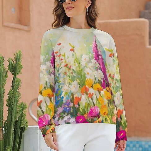 دوميريكا بلوزات للنساء الأزهار ملابس منقوشة بكم طويل البلوز Crewneck المتضخم العصرية 2024 الخريف وتتسابق الموضة in Kuwait