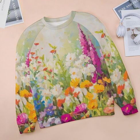 دوميريكا بلوزات للنساء الأزهار ملابس منقوشة بكم طويل البلوز Crewneck المتضخم العصرية 2024 الخريف وتتسابق الموضة in Kuwait