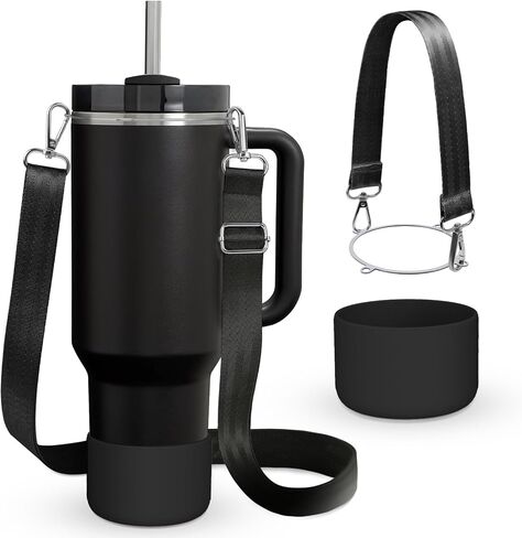 مجموعة إكسسوارات أكواب WUQID متوافقة مع Stanley H2.0 وProtour 30oz 40oz، تتضمن حذاء واقٍ، وحزام كتف وحزام مقبض، وحزام حمل الكتف للنساء والرجال in Kuwait