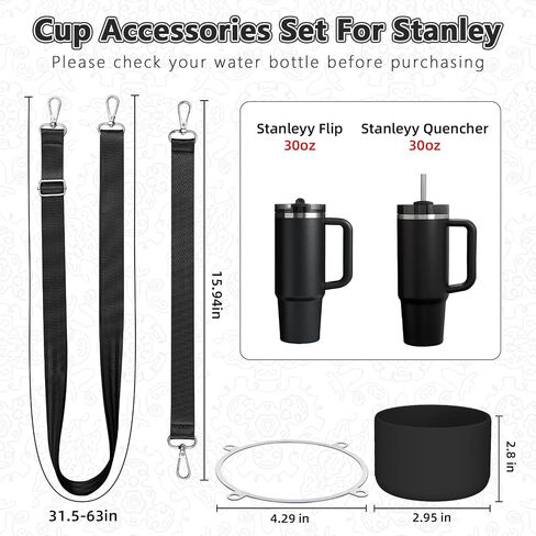 مجموعة إكسسوارات أكواب WUQID متوافقة مع Stanley H2.0 وProtour 30oz 40oz، تتضمن حذاء واقٍ، وحزام كتف وحزام مقبض، وحزام حمل الكتف للنساء والرجال in Kuwait