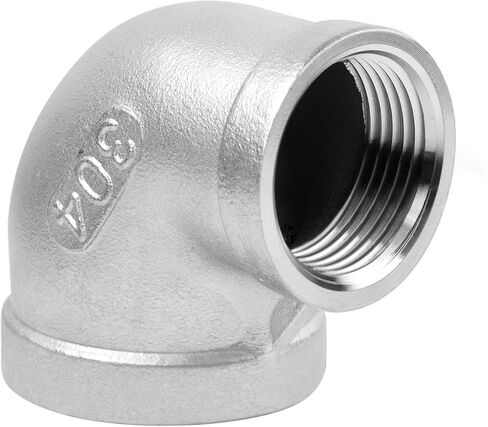 Avanty Stainless Steel 304 Cast Pipe Fitting Reducing 90 Degree Elbow 3/4" NPT Female x 3/8" NPT Female Adapter 1pc in Kuwait