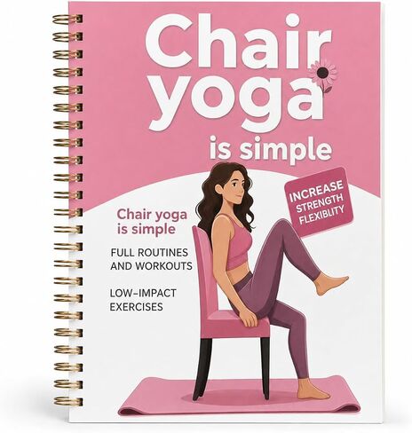 Chair Yoga Guide Book for Beginners, 30-Days 60 Workouts for Weight Loss & Flexibility, Spiral Bound Senior Exercise Book (5.5x8.3 Inch, Pink) in Kuwait