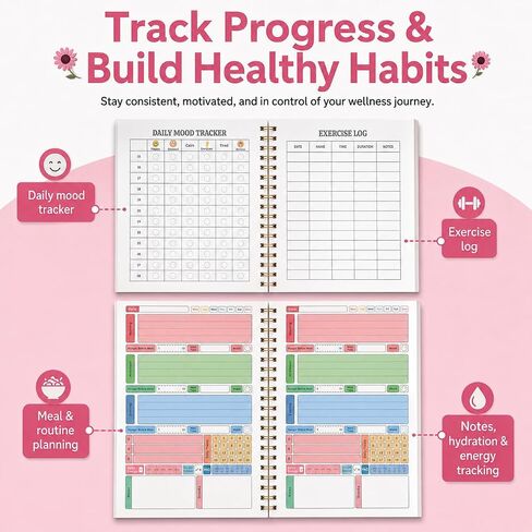Chair Yoga Guide Book for Beginners, 30-Days 60 Workouts for Weight Loss & Flexibility, Spiral Bound Senior Exercise Book (5.5x8.3 Inch, Pink) in Kuwait