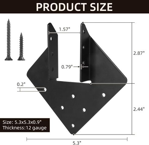 روابط إعصار للعوارض الخشبية، ربطة عنق إعصار 12 مقياسًا لعمود 2 × 4 (داخلي 1.5 × 3.5)، شماعات رافعة شديدة التحمل لدعامات الأسقف، موصلات فولاذية من الخشب الخشبي، أسود مع براغي 40 قطعة in Kuwait
