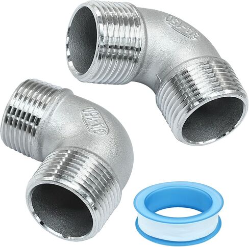 3/4" NPT Male 90-Degree Elbow Fittings, 3/4 Inch, 2-Pack | 304 Stainless Steel, Street Elbow, Male Threaded Pipe Fitting, For Plumbing, HVAC, Gas Lines in Kuwait