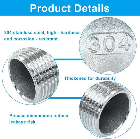 3/4" NPT Male 90-Degree Elbow Fittings, 3/4 Inch, 2-Pack | 304 Stainless Steel, Street Elbow, Male Threaded Pipe Fitting, For Plumbing, HVAC, Gas Lines in Kuwait