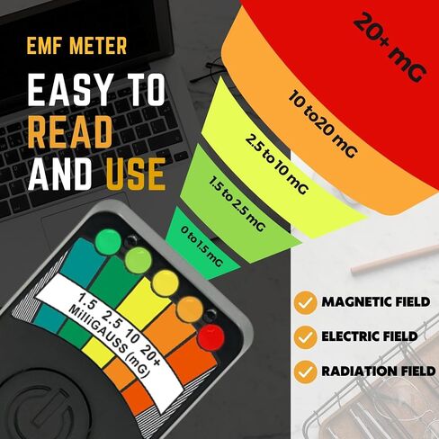 مجموعة أدوات صيد الأشباح من 5 قطع EMF Meter، كاشف المجال المغناطيسي EMF، مجال كهرومغناطيسي محمول، جهاز اختبار معدات خارقة لصيد الأشباح، قارئ EMF مع شاشة LED، أسود in Kuwait