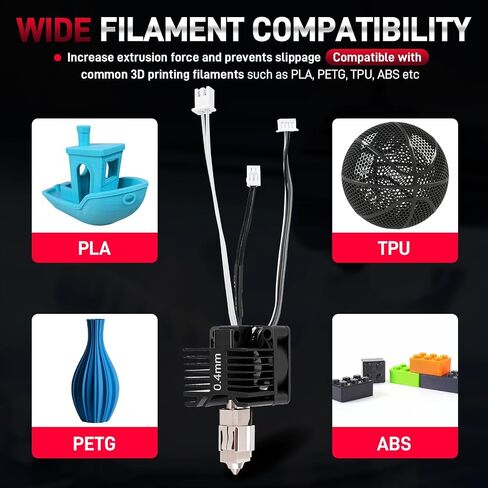 مجموعة Hotend من الفولاذ المقوى 0.4 مم متوافقة مع طابعات Bambu Lab X1 / X1C ثلاثية الأبعاد، فوهة 0.4 مم، كاملة مع مروحة تبريد، سخان سيراميك وثرمستور، تدعم حتى 300 درجة مئوية in Kuwait