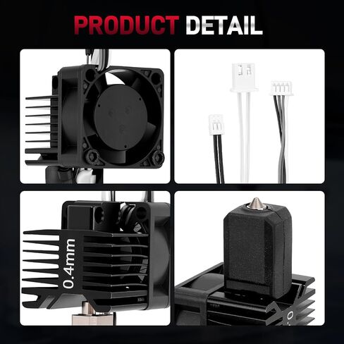 مجموعة Hotend من الفولاذ المقوى 0.4 مم متوافقة مع طابعات Bambu Lab X1 / X1C ثلاثية الأبعاد، فوهة 0.4 مم، كاملة مع مروحة تبريد، سخان سيراميك وثرمستور، تدعم حتى 300 درجة مئوية in Kuwait