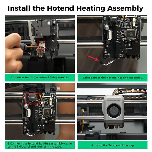 مجموعة أدوات تجميع التدفئة الأصلية P2S Hotend من ENOMAKER لطابعة Bambu P2S ثلاثية الأبعاد | مشبك تبديل سريع 300 درجة مئوية مع سخان وثرمستور، قاعدة تسخين سيراميك آمنة للحرارة، ملحق مشبك فوهة التثبيت in Kuwait