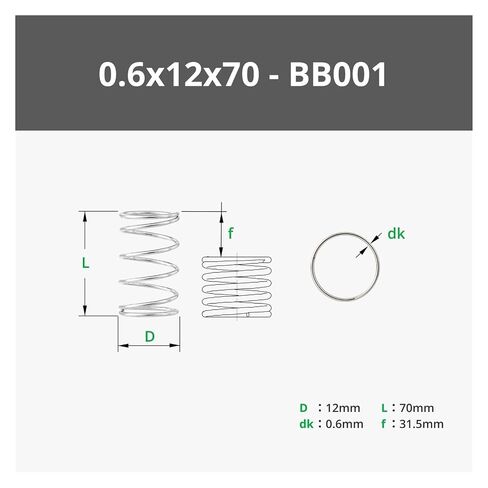 (5PCS) 3D Printed Model Standard Part 0.6x12x70 .3x6x80 .5x5x25 .5x7x12mm Compression Spring A1(0.5x7x12 mm 5PCS) in Kuwait