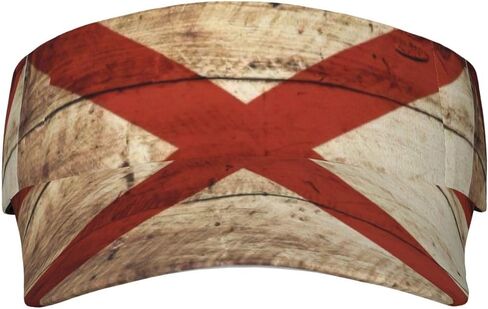 Alabama State Flag on Old Wood Grain Postcard Print Foldable Sun Visor Hat Lightweight Adjustable Sun Visor Hat Outdoor Sports Cap for Adults Black in Kuwait