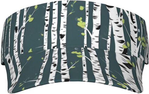 Beauty Birch Tree Print Foldable Sun Visor Hat Lightweight Adjustable Sun Visor Hat Outdoor Sports Cap for Adults Black in Kuwait