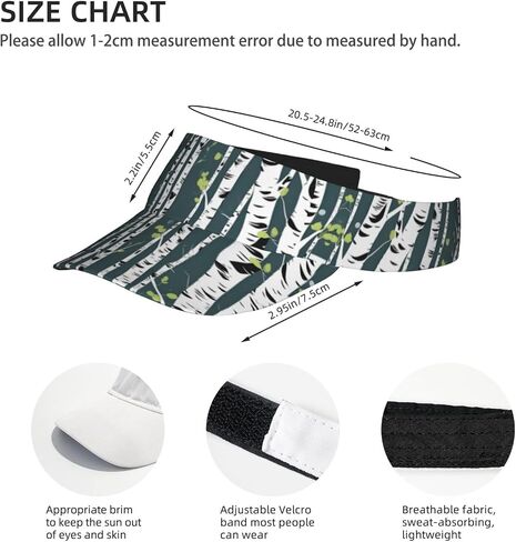 Beauty Birch Tree Print Foldable Sun Visor Hat Lightweight Adjustable Sun Visor Hat Outdoor Sports Cap for Adults Black in Kuwait