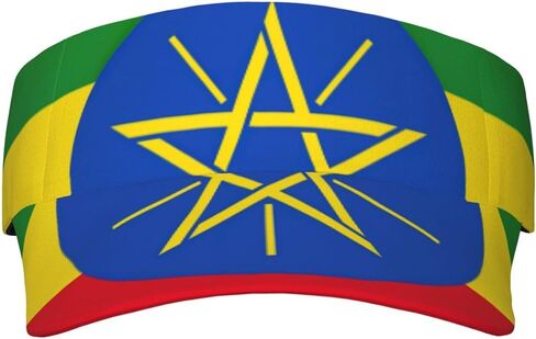 Flag of Ethiopia Print Foldable Sun Visor Hat Lightweight Adjustable Sun Visor Hat Outdoor Sports Cap for Adults Black in Kuwait
