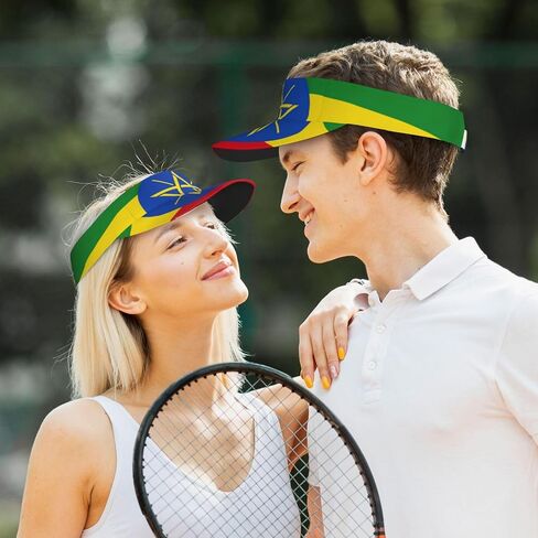Flag of Ethiopia Print Foldable Sun Visor Hat Lightweight Adjustable Sun Visor Hat Outdoor Sports Cap for Adults Black in Kuwait