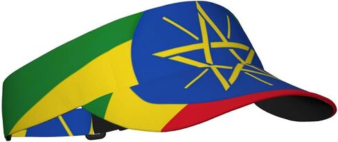 Flag of Ethiopia Print Foldable Sun Visor Hat Lightweight Adjustable Sun Visor Hat Outdoor Sports Cap for Adults Black in Kuwait