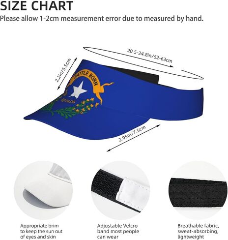 Nevada State Flag Print Foldable Sun Visor Hat Lightweight Adjustable Sun Visor Hat Outdoor Sports Cap for Adults Black in Kuwait