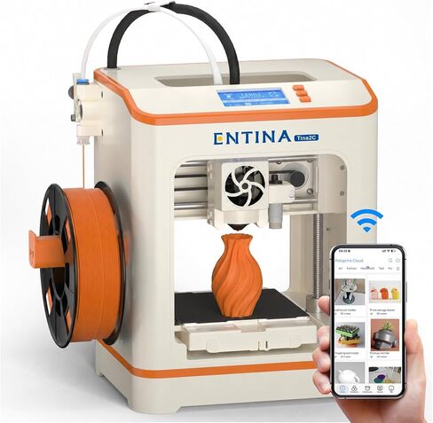 طابعة ENTINA TINA2C ثلاثية الأبعاد للمبتدئين مع التحكم في الواي فاي والتطبيق، طابعات ثلاثية الأبعاد مجمعة بالكامل، تسوية تلقائية، طباعة صامتة، 3000+ نموذج، 20+ وحدة DIY، طابعة ثلاثية الأبعاد مفتوحة المصدر بالكامل للمنزل in Kuwait