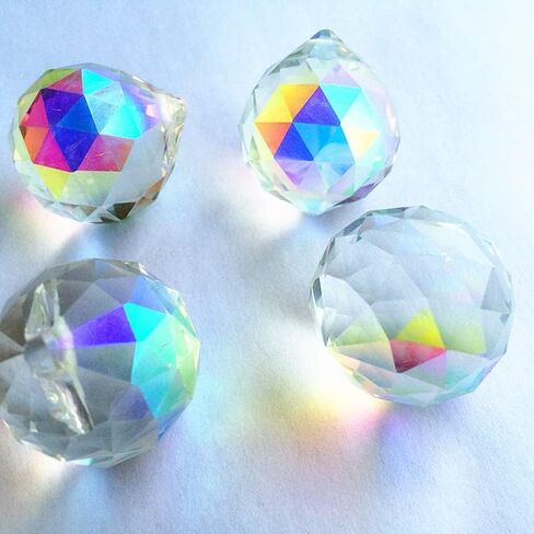 Hanging Crystals Prisms 6pcs 40mm Chandelier Ball Rainbow Crystal Faceted Chandelier Lighting Balls (with Ring) Glass Fengshui Sphere Chandelier Curtain Pendant, Home Decoration Hangings Crystals for in Kuwait