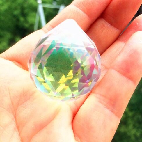 Hanging Crystals Prisms 6pcs 40mm Chandelier Ball Rainbow Crystal Faceted Chandelier Lighting Balls (with Ring) Glass Fengshui Sphere Chandelier Curtain Pendant, Home Decoration Hangings Crystals for in Kuwait