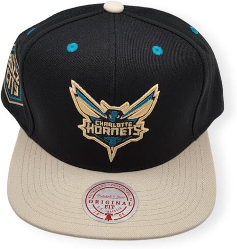قبعة Mitchell & Ness Retro Snapback قابلة للتعديل - لون أبيض طبيعي / أزرق مخضر / شعار XL / كلاسيكيات الخشب الصلب / الإرتداد in Kuwait