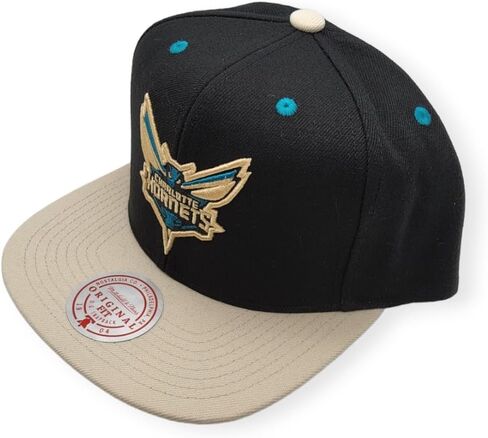 قبعة Mitchell & Ness Retro Snapback قابلة للتعديل - لون أبيض طبيعي / أزرق مخضر / شعار XL / كلاسيكيات الخشب الصلب / الإرتداد in Kuwait