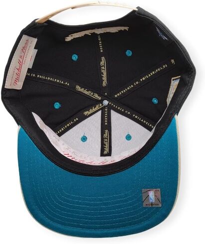 قبعة Mitchell & Ness Retro Snapback قابلة للتعديل - لون أبيض طبيعي / أزرق مخضر / شعار XL / كلاسيكيات الخشب الصلب / الإرتداد in Kuwait