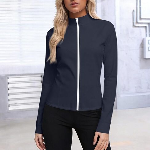 Women's Lightweight Athletic Jacket Sun Protection Full Zip Long Sleeve Shirts Plus Size Slim Hiking Outdoor Clothes in Kuwait