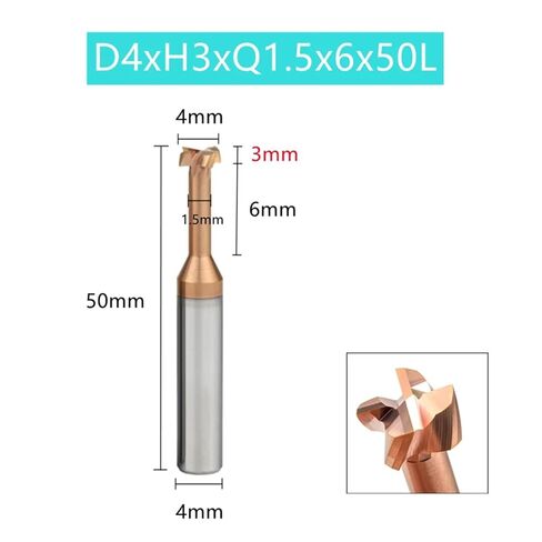 قواطع طحن الحز من النوع T - لقم توجيه من الصلب التنغستن للطحن النهائي الدقيق (D4mm-12mm، 2 قطعة) (D4xh3xq1.5x6x50l) in Kuwait