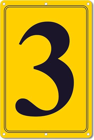 Premium Aluminum Number Signs 3, Metal 12" X 8" Yellow Numbered Signs Outdoor for Parking Lots, Floor, Dock, Court, Aisle, Field, High Visibility, No Fade, Weather-resistant in Kuwait
