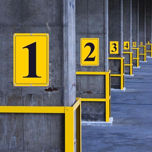 Premium Aluminum Number Signs 3, Metal 12" X 8" Yellow Numbered Signs Outdoor for Parking Lots, Floor, Dock, Court, Aisle, Field, High Visibility, No Fade, Weather-resistant in Kuwait