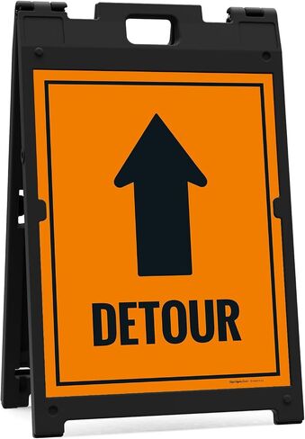 لافتة أرضية قابلة للطي من Detour Up Arrow، | 18 × 24 بوصة، مع حامل إطار، صنع في الولايات المتحدة الأمريكية بواسطة Sigo Signs in Kuwait