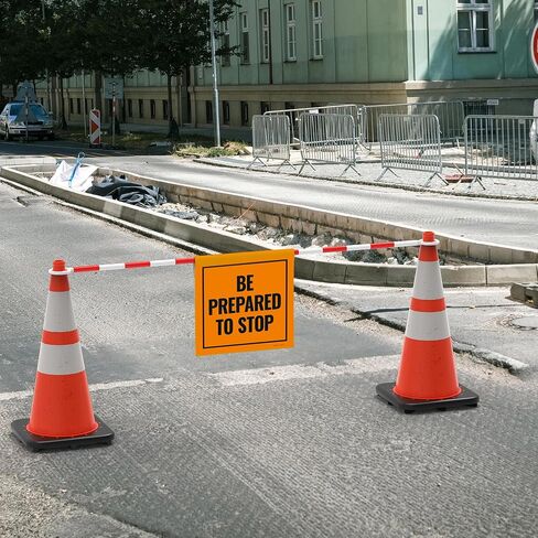 Be Prepared to Stop Cone Bar Sign with Bar, | 18x18 Banner With Bar, Made in USA by Sigo Signs in Kuwait