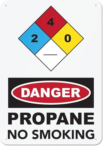 لافتة Sutter Signs Danger Propane ممنوع التدخين - ألومنيوم مقاوم للصدأ مقاس 10×7 بوصة in Kuwait