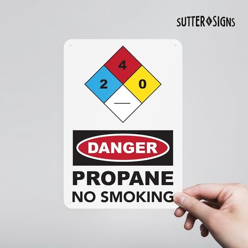 لافتة Sutter Signs Danger Propane ممنوع التدخين - ألومنيوم مقاوم للصدأ مقاس 10×7 بوصة in Kuwait
