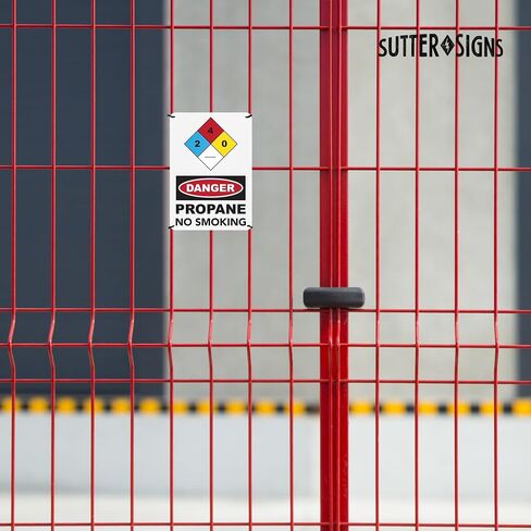 لافتة Sutter Signs Danger Propane ممنوع التدخين - ألومنيوم مقاوم للصدأ مقاس 10×7 بوصة in Kuwait